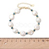 Natural Baroque Pearl Keshi Pearl & Dyed Natural Malaysia Jade & Brass Beaded Bracelets for Women BJEW-JB13793-3