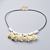 Cowhide Leather Cord Bib Necklaces NJEW-JN02590-01-1