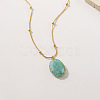Natural Amazonite Faceted Oval Pendant 304 Stainless Steel Satellite Chain Necklaces for Women WG6F64C-01-2