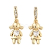Brass Pave Clear Cubic Zirconia European Dangle Charms KK-U009-08B-G-1