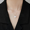 Summer Natural Freshwater Pearl Oval Safety Button Pendant Necklaces ZU8498-2