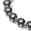 Rack Plating Brass Pave Cubic Zirconia Flower Link Chain Bracelets for Women BJEW-A018-03P-04-2
