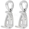 2Pcs Rhodium Plated Sterling Silver Pendant Cabochon Settings STER-BBC0008-82-7