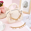 2Pcs Alloy Enamel White Flower Pendant Aluminum Curb Chain Bag Decorative Chains HJEW-BBC0001-36-4
