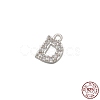 Real Platinum Plated Rhodium Plated 925 Sterling Silver Micro Pave Clear Cubic Zirconia Charms STER-P054-10P-D-1