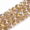 Electroplate Transparent Glass Beads Strands EGLA-T019-06A-1