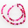 Natural Striped Agate/Banded Agate Round Bead Strands G-E232-08-2