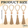 4Pcs Wood Beaded Pendant Decorations HJEW-MA00019-2