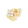 Brass Micro Pave Clear Cubic Zirconia Charms KK-Z151-18G-G-2
