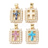 Brass Micro Pave Clear Cubic Zirconia Pendants KK-S048-09G-1