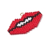 Handmade Glass Seed Beads Lip Pendants PALLOY-CJ00136-3