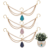3Pcs Natural Rose Quartz Lapis Lazuli & Synthetic Turquoise Teardrop Charm Chain for Planters Decoration HJEW-OC00099-1