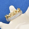 Brass Micro Pave Cubic Zirconia Cuff Rings for Women RJEW-D326-05G-2