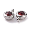 Trendy Original Color 304 Stainless Steel Grade A Rhinestone Flat Round Charm Pendants RB-M030-06F-3
