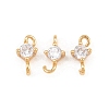 Brass Pave Clear Cubic Zirconia Flat Round Connector Charms KK-H538-21A-G-1