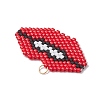 Handmade Glass Seed Beads Lip Pendants PALLOY-CJ00136-4
