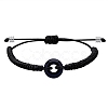 Synthetic Blue Goldstone Donut Braided Bead Bracelet BJEW-SW00047-12-1