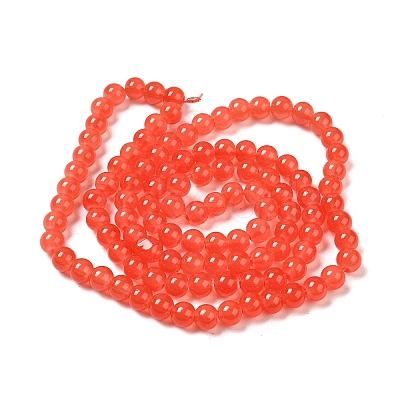 Baking Paint Imitation Jade Glass Round Bead Strands X-DGLA-Q021-8mm-32-1