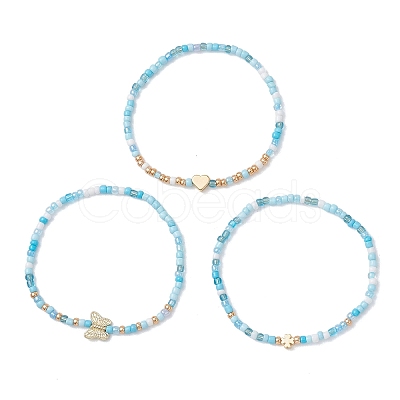 3Pcs Glass Seed Beads Stretch Bracelets for Women BJEW-MZ00290-1