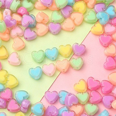 240Pcs 8 Colors Heart Acrylic Beads TACR-YW0001-92-1