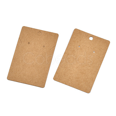Rectangle Kraft Paper One Pair Earring Display Cards with Hanging Hole CDIS-YWC0001-02-1