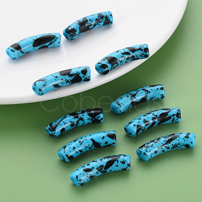 Opaque Spray Painted Acrylic Beads MACR-S372-002F-B07-1