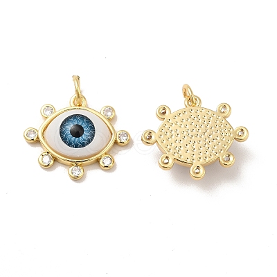 Brass Micro Pave Clear Cubic Zirconia Pendants ZIRC-E006-04G-04-1