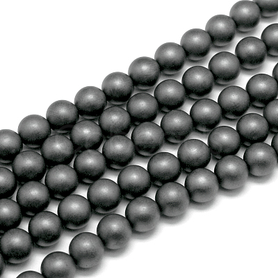 Frosted Non-magnetic Synthetic Hematite Round Bead Strands X-G-J344-8mm-1