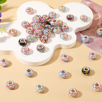66Pcs 11 Colors Transparent Resin Rondelle European Beads RESI-TA0004-86-1