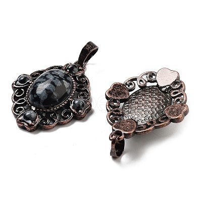 Natural Snowflake Obsidian Rhombus Pendants G-K363-02R-14-1