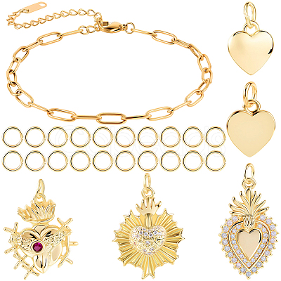 DIY Heart Themed Charm Bracelet Making Kits DIY-BBC0002-78-1