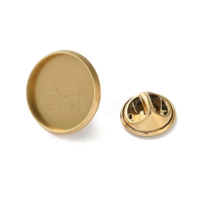 304 Stainless Steel Flat Round Brooch Brooch Base Settings STAS-S172-10A-G-1