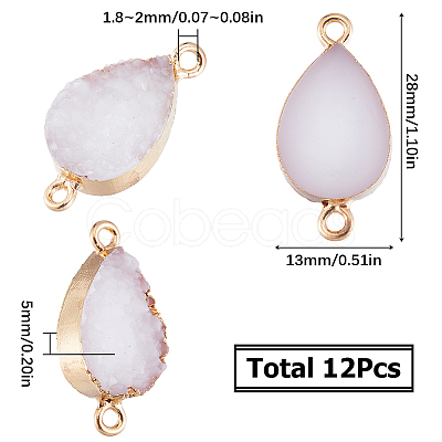 12Pcs Druzy Quartz Crystal Connector Charms FIND-SC0005-34-1