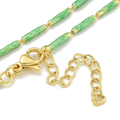 Brass Enamel Column Link Chain Necklaces NJEW-H039-02C-01G-1