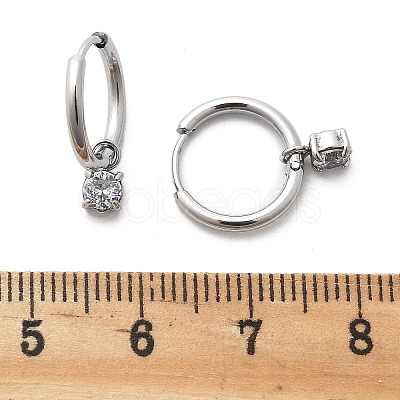 304 Stainless Steel Micro Pave Cubic Zirconia Hoop Earrings STAS-R004-02P-02-1