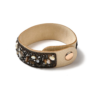 Faux Suede Snap Cord Bracelet BJEW-F428-09-1