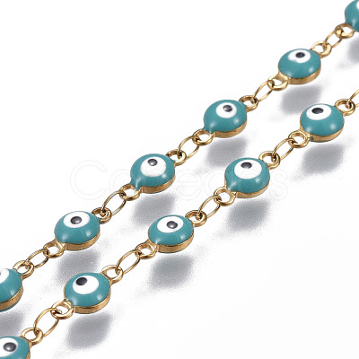 3.28 Feet 304 Stainless Steel Enamel Chains X-CHS-P006-02G-02-1