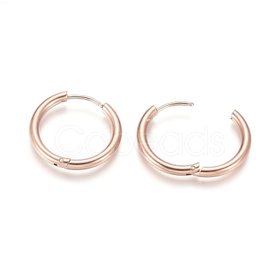 Ion Plating(IP) 304 Stainless Steel Huggie Hoop Earrings EJEW-F111B-21mm-RG-1