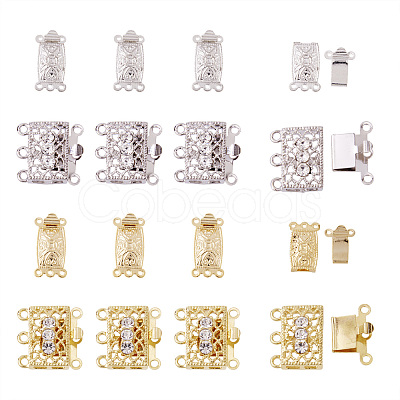20Pcs 4 Style Brass Filigree Box Clasps KK-PJ0001-15-1