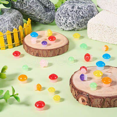30Pcs 2 Styles Luminous Resin Mushroom Ornament RESI-TA0004-02C-1