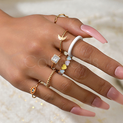 Elegant Vintage 6-Piece Set of Fashionable Simple Gold-Plated Rings for Women MJ7517-1