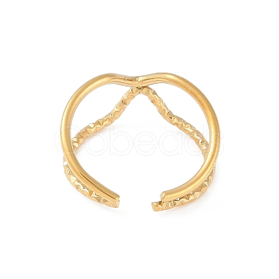 Ion Plating(IP) 304 Stainless Steel Open Cuff Rings RJEW-S418-02G-1