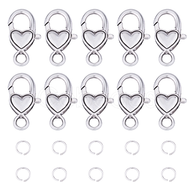 Tibetan Style Heart Alloy Lobster Claw Clasps TIBE-PH0005-17-1