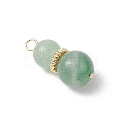 6Pcs 6 Styles Natural Green Aventurine & Carnelian & Rose Quartz & Yellow Jade & Amethyst & Tiger Eye Gourd Pendants PALLOY-JF04276-1