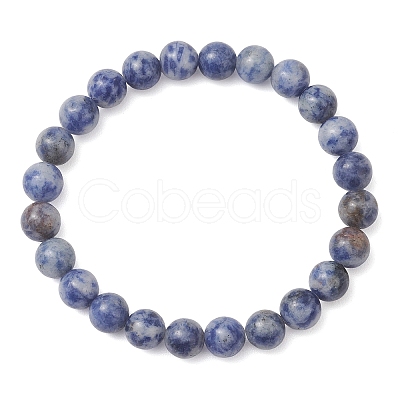 3Pcs 3 Styles Natural Blue Spot Jasper Beaded Stretch Bracelets for Women Men BJEW-JB13401-1