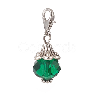 16Pcs Faceted Rondelle Glass Pendants Decorations HJEW-JM00814-1