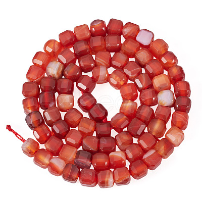 1 Strand Dyed Natural Red Banded Agate/Striped Agate Beads Strands G-TA0003-36-1