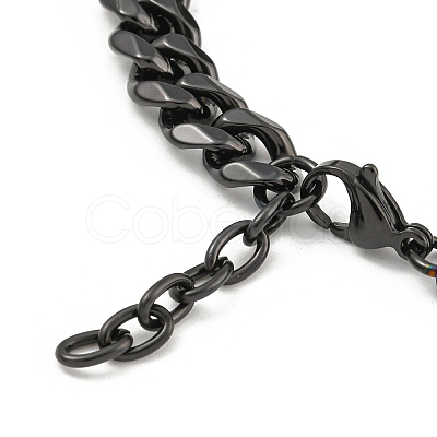304 Stainless Steel & Synthetic Turquoise Polygon Link Bracelets for Women BJEW-G717-16B-03-1
