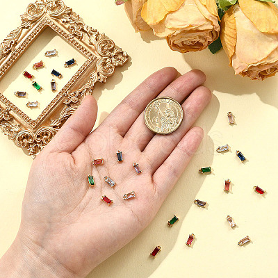 14Pcs 7 Colors Transparent Glass Charms GLAA-YW0004-25-1