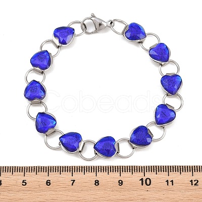 304 Stainless Steel and Glass Link Chain Bracelets for Women GL-T001-01A-1